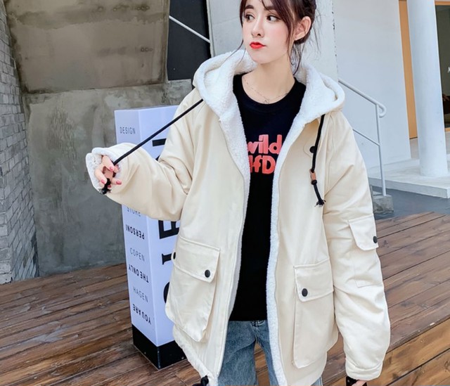 リバーシブル ブルゾン レディース アウター コート ジャケット 3色 ボア生地 長袖 無地 カジュアル フード付き 着回し ポケット ジップアップ 秋 冬 Lalas