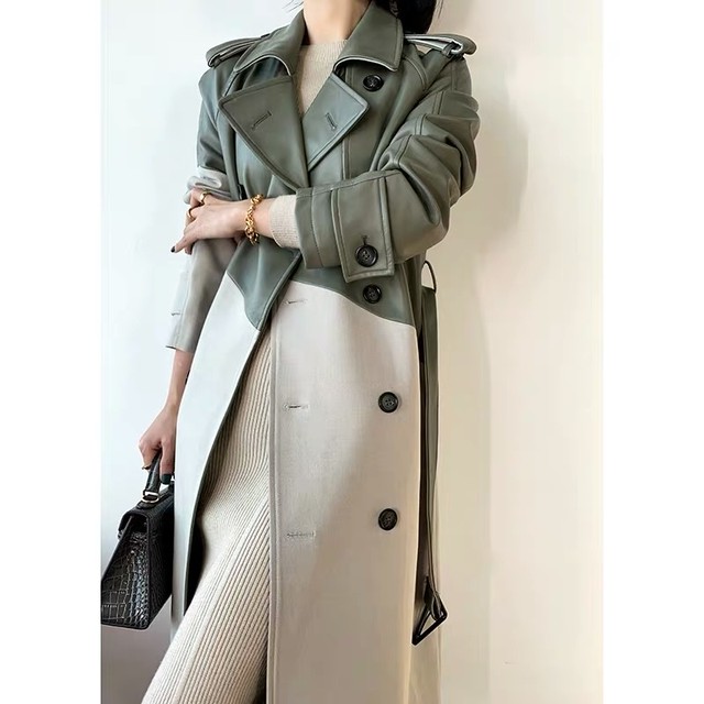 sick leather long coat