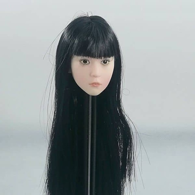 1 6 アジア系 黒髪ロング ストレート 植毛 女性フィギュア用ヘッド フィギュアモール 1 6カスタムフィギュア通販サイト
