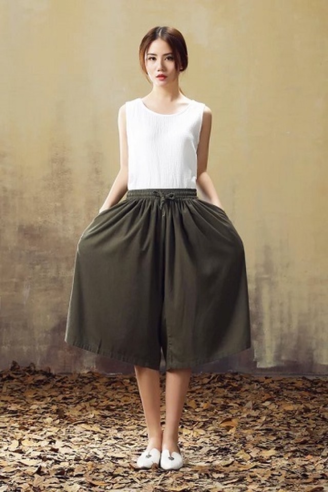 ｎｅｗ 秋色ミモレ丈ガウチョパンツ ガウチョパンツ パラッツォパンツ レディース ボトムス ミモレ丈 ワイドパンツ 薄手 美脚 ウエスト紐 無地 スカーチョ スカンツ バギーパンツ 送料無料 韓国レディース キッズファッション Londonbridge ロンドンブリッジ