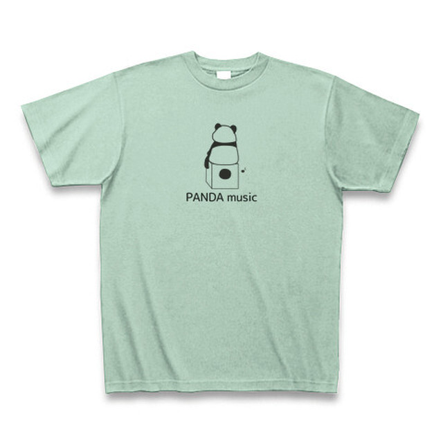 パンダカホンtシャツ シンプルロゴ アイスグリーン 送料無料 手作りカホンのお店 Panda Music