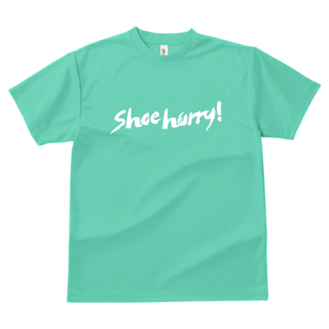 【ライトグリーン/ホワイト】SHOEHURRY! ドライTシャツ