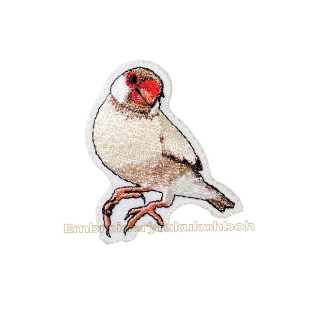 シナモン文鳥のワッペン Embroidery福工房