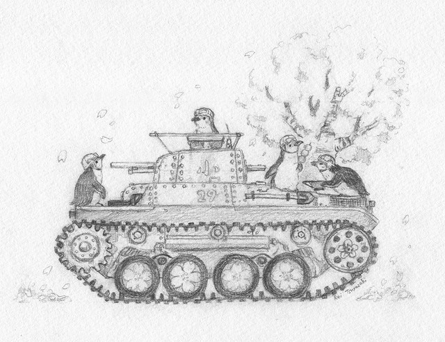 【南極ホタル堂】 原画「Penguin Tank Type 97 Chi-Ha medium tank & Little penguin」