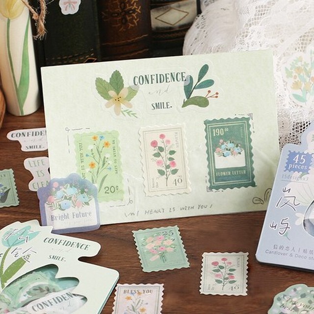 シール 花束シリーズ 45枚入り 海外 マスキングテープ専門店 ヨハク社