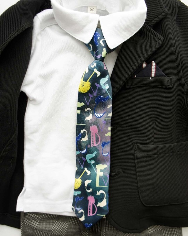 Mushroomネクタイ キッズ キッズネクタイ 子供用ワンタッチネクタイ アルファベット ブルー ネクタイ おしゃれな個性派ネクタイ 子供用ワンタッチネクタイなら Art Barmushroom