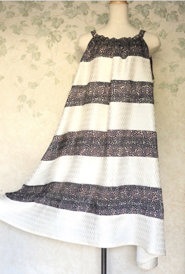 着物リメイク 和のヒョウ柄風 夏の ロング丈 ワンピース 和工房麗和