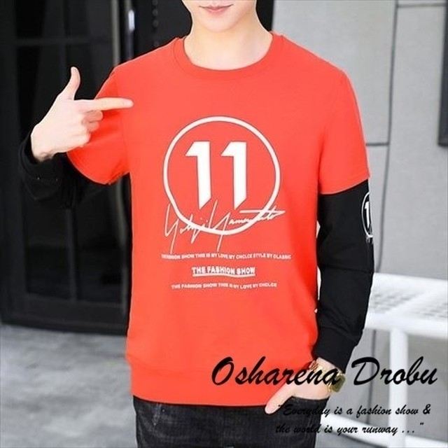 全3色 メンズ 半袖tシャツ 長袖ロンt 重ね着風 レイヤード メンズ あぱれる泥棒