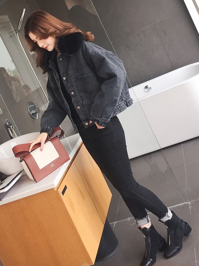 デニムジャケット アウター ジャケット ジージャン ふわふわ 異素材 ファー エコファー 人気 秋 冬 おしゃれ コーデ Y0177 Happinessshop ハピネスショップ レディース ファッション アイテム トレンド