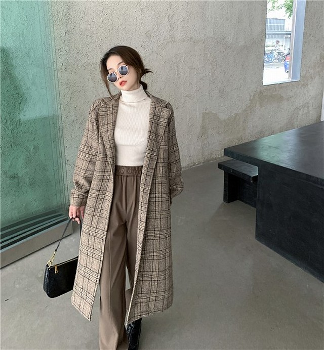チェスターコート ロングコート アウター レディース 冬 コート 40代 30代 きれいめ ミモレ丈 グレンチェック Vネック 演奏会 上品 暖かい ウール ゆったり ワンピの里
