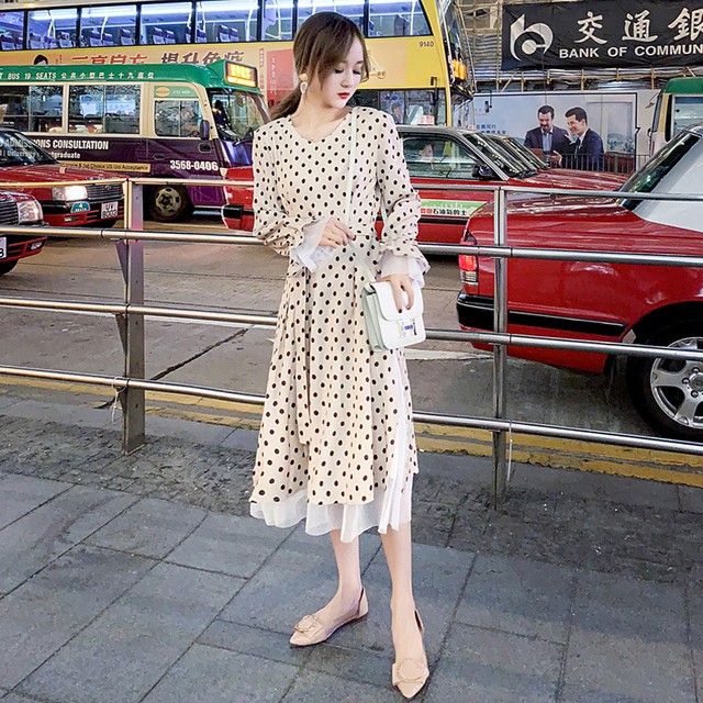 ドット レトロ ロング丈 スリットワンピース 70年代 80年代 Select Shop Chothiq セレクトショップ シュティーク 代 30代 人気トレンドファッション通販