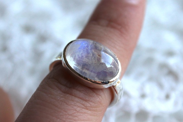 虹のレインボームーンストーン リング D W F Gem Handmade Jewelry