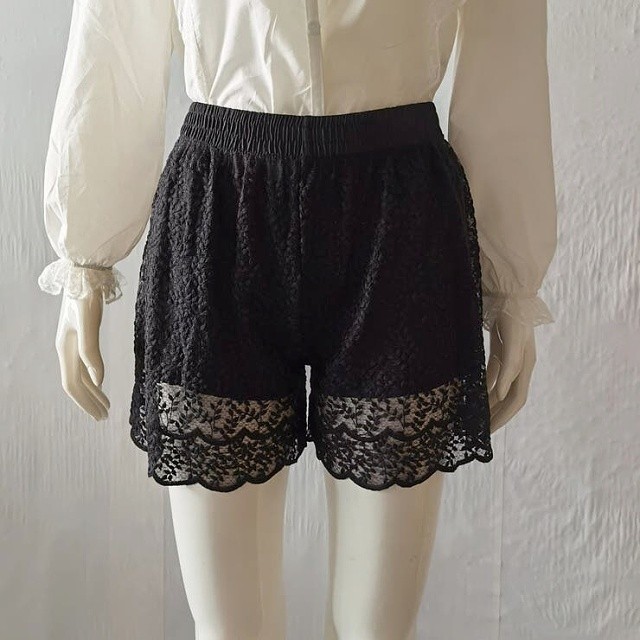 即納 ペチパンツ インナーパンツ 裏地付き レース 透け防止 ペチコート アンダーウェア 見せパン レディース 黒 白 ブラック ホワイト Ns 1402 Daily Closet