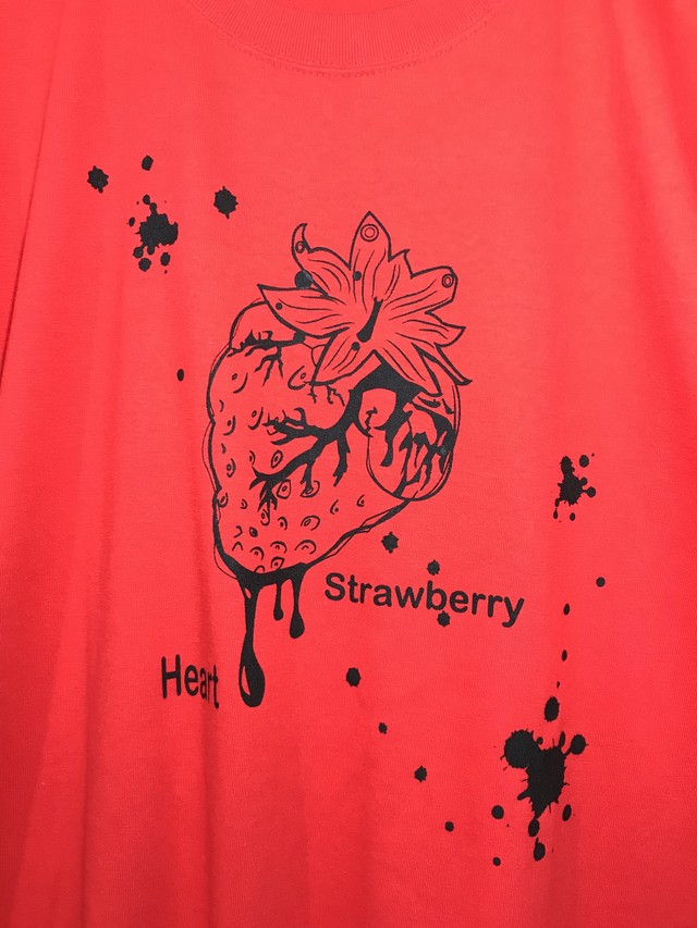いちご 心臓 Tシャツ 赤 イラスト オリジナル ハンドメイド サブカル