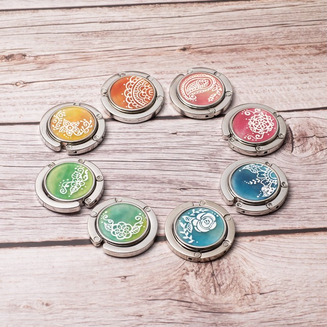 受注生産 ヘナ柄バックハンガー チャクラカラー ハンドメイド Mandalala