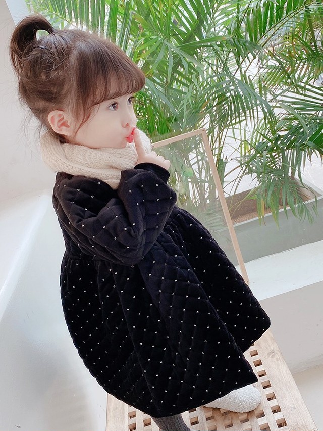 女の子 綿入れ ワンピース 厚手 秋 冬 2色 Dyh海外子供用品