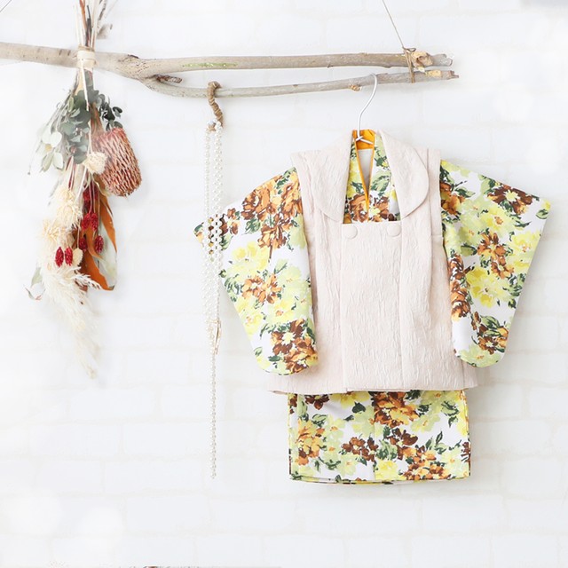 1歳 2歳 着物レンタル フォセットオリジナル 節句 ハーフバースデー 誕生日 節句 花柄 女の子 和装 七五三 かみおき 髪置き Mv23 記念日を彩るトータルスタジオフォセット ネットショップ 衣裳レンタルや髪飾り グッズ販売