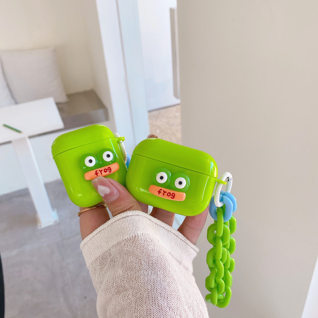Airpods Pro Airpods ケース カバー カエル 緑 Frog 韓国 かわいい エアポッズプロ エアーポッズ 保護ケース チェーンブレスレット ハンドストラップ かわいいairpodsケース Switchカバー Iphoneケース Airtagホルダー New I