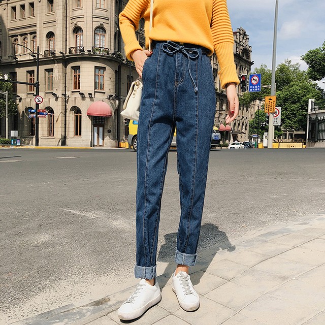 デニム センタープレスパンツ ストリート Gパン ワイドパンツ 無地 ロング ジーパン Honeysuite