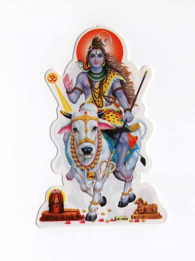 インド神様ステッカーs シヴァ神と聖なる牛 Chautara チョウタラ