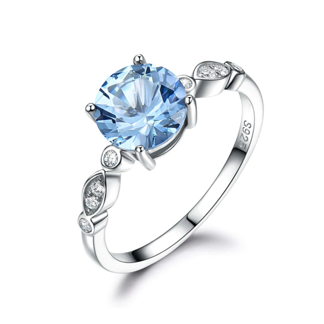 スカイブルートパーズ リング スターリングシルバー925 婚約指輪 マリッジリング 水色の宝石 プリンセスリング 彼女へのプレゼント １１月の誕生石 Princess Jewelry