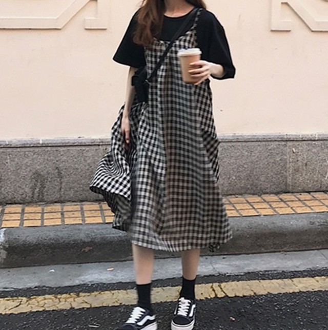 ギンガムチェック バックコンシャス サロペ ジャンスカ ワンピース Like Happy インポートセレクトショップ Co