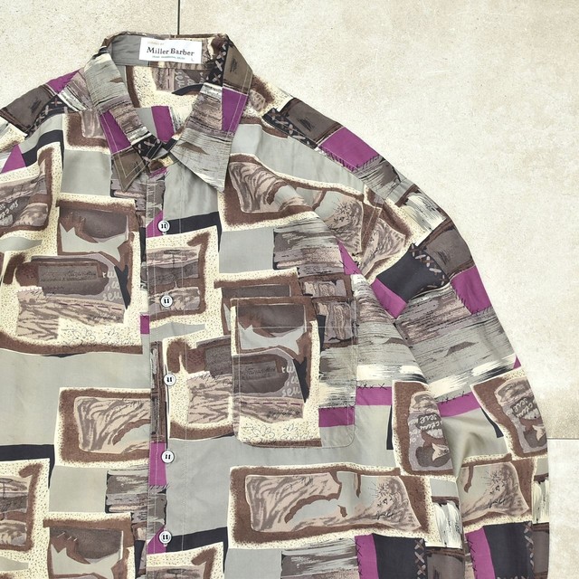 Geometric art design pattern silk shirt