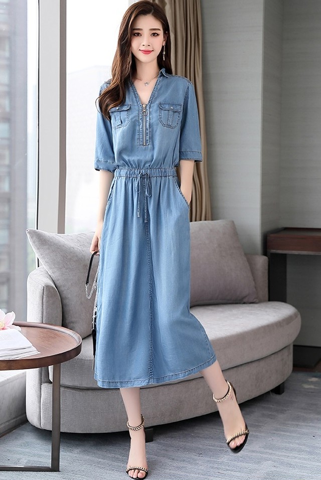 21公式店舗 デニムワンピース ロールアップ 秋春デニムワンピース 大きいサイズ レディース デニム 柔らかい Www Endocenter Com Ua