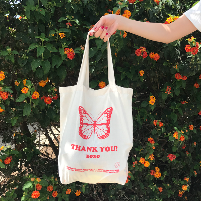 【Cat & Parfum】Thank You Natural Cotton Bag