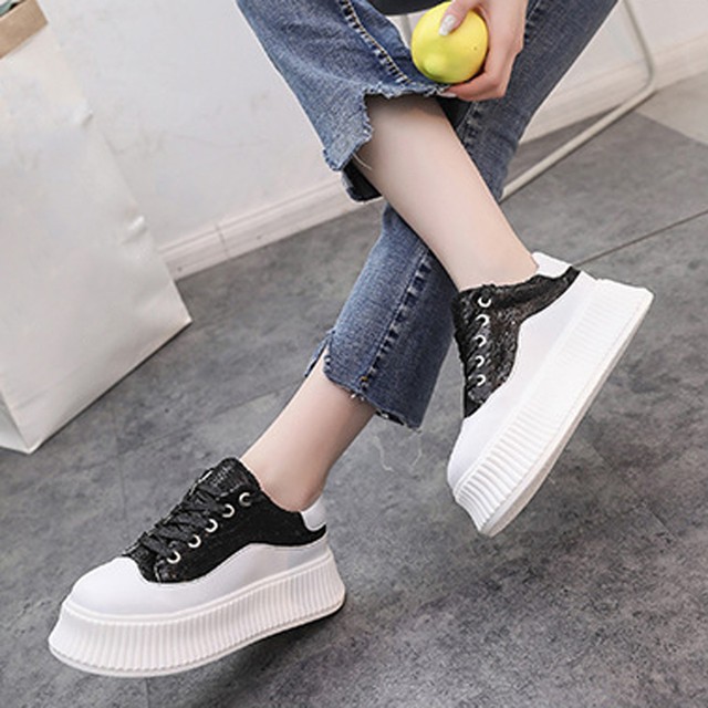 国内発送 厚底 スニーカー レディース おしゃれ スパンコール 靴 ローカット シューズ 歩きやすい かわいい キラキラ くつ Infini Arc En Ciel