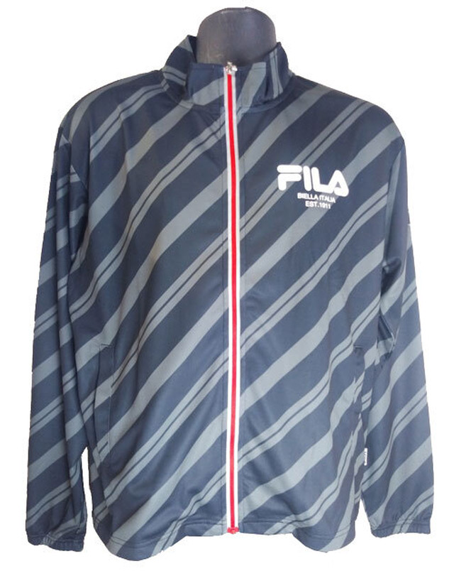 Fila フィラ Fm5362 ブラック メンズ ジャージ ジャケット テニス ウェア スポーツ 吸水速乾 汗を吸収し乾きやすいカットソー ロゴ おしゃれ 服 秋 ファイブスター