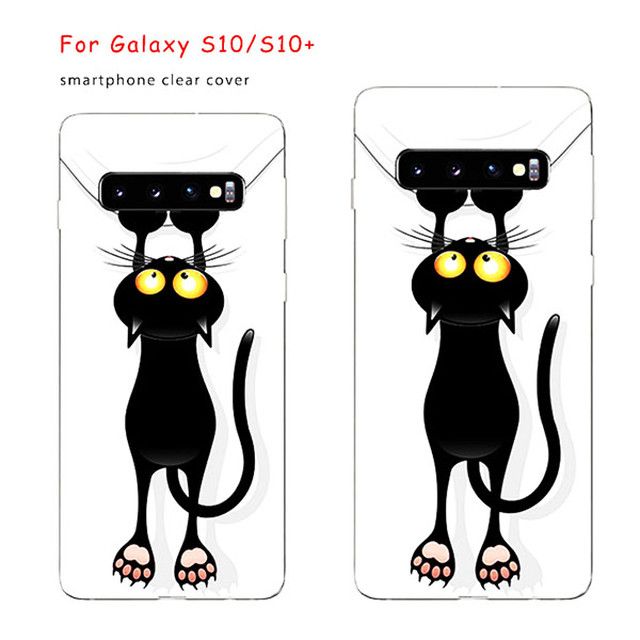 Galaxyケース スマホケース Galaxyカバー クリアカバー Galaxys10 Galaxys10 猫 かわいい シンプル おしゃれ キャット 黒猫 ストラップホール付き 操作性抜群 Tpu シリコン素材 着脱簡単 Monster 3536