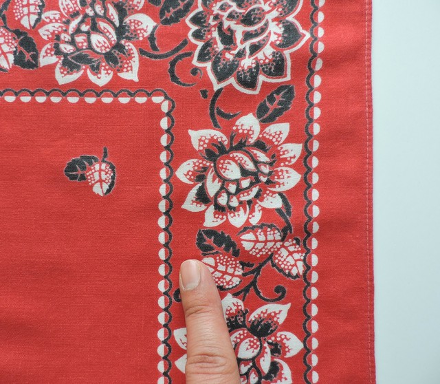 エレファントブランド 下鼻 花柄 ヴィンテージバンダナ 赤 Swallows