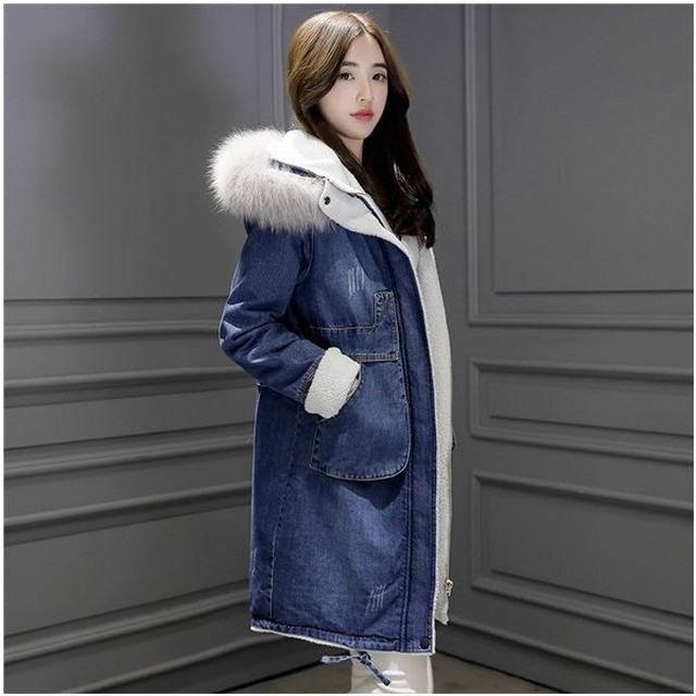 デニムコート モッズコート レディース フェイクファー 大きいサイズ アウター 秋冬 5325 Lagy 韓国ファッション レディース メンズ 通販のお店