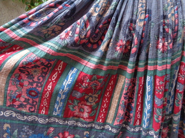 Indian Cotton Ethnic Flower Pattern Skirt インド綿 エスニック 花柄 スカート Little Trip To Heaven