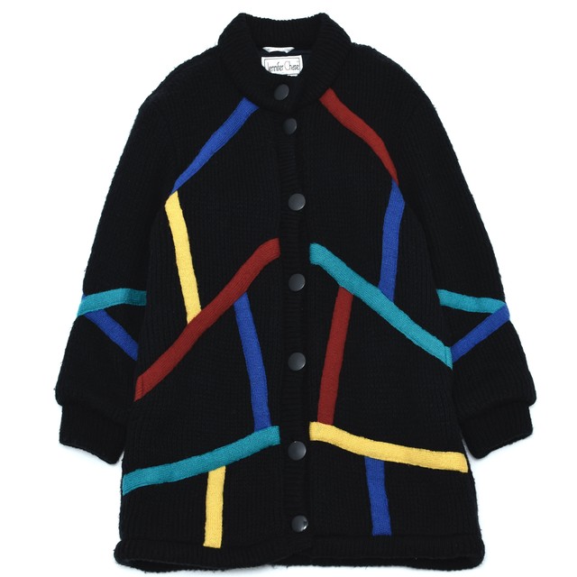 80s Unisex switching design knit coat