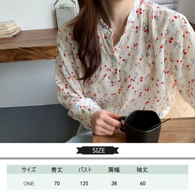 送料無料 花柄 ブラウス 長袖 立襟 韓国ファッション レディース シャツ 薄手 大人可愛い ガーリー レトロ 春コーデ Dtc レディースファッション通販 Mask エムエーエスケー 大人可愛い韓国ファッション