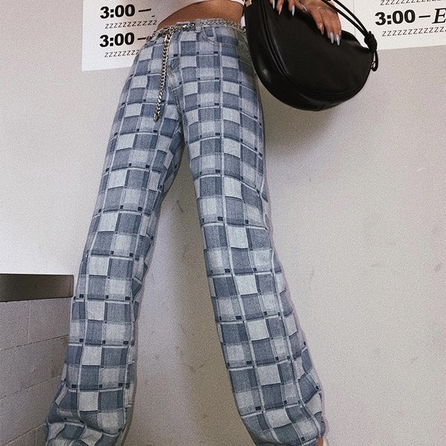 block denim pants