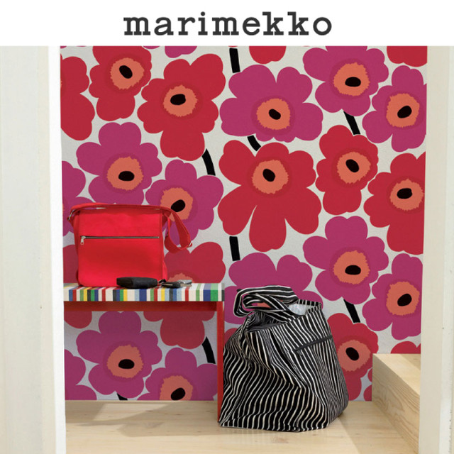 マリメッコ Marimekko Essential 壁紙 ウニッコ Unikko 1ロール 10 05m X 70cm 不織布 準不燃 レッド Diy リフォーム アクセントクロス Smile Leaf 北欧のモノたち