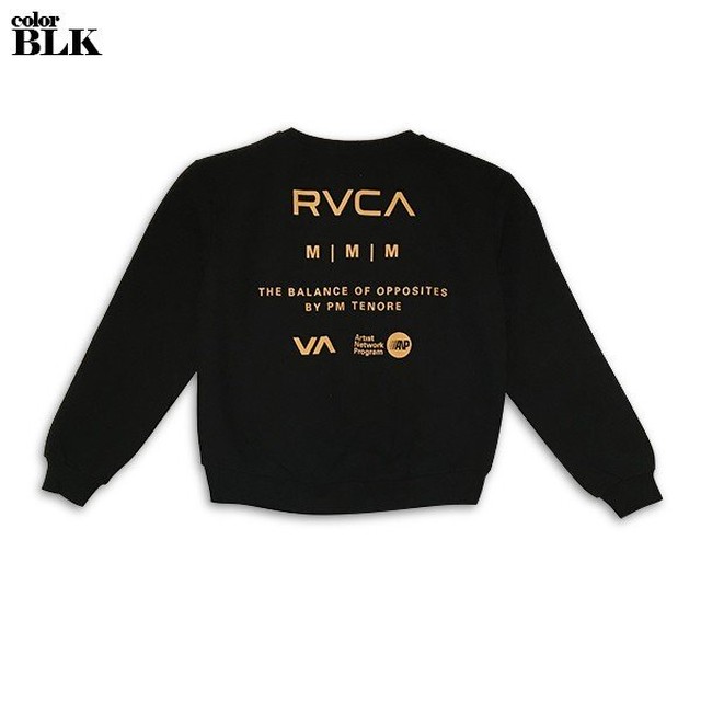 Aj044 008 ルーカ トレーナー レディース 人気ブランド 新作 裏起毛 スエット バックプリント 長袖 Rvca 黒 グレー系 白 S In Side Out Oversize Beachdays Okinawa