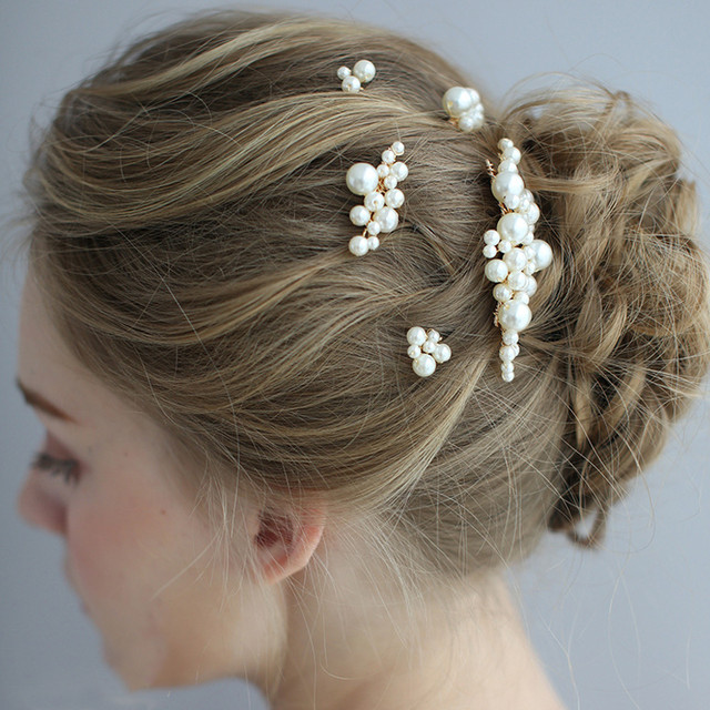 大人気上昇ウエディングドレス パール髪飾り 可愛い 花嫁 ウェディングドレス ブライズメイド 結婚式 披露宴 Cinderelladress