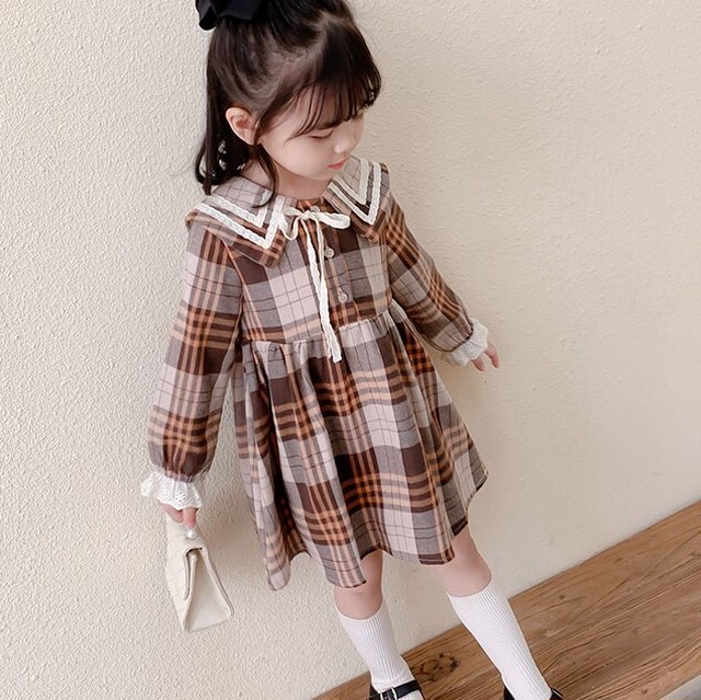 子供服 上品チェックのワンピース くまのぬいぐるみ付 プチプラ韓国ファッション通販 Mocchida モッチダー