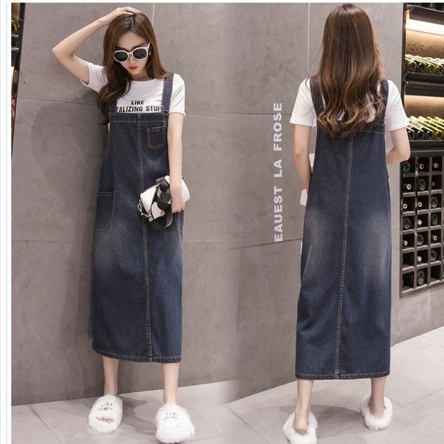 スリットレイヤード 秋新作 大きいサイズ オールシーズン使える デニムサロペットスカート ワンピース デニムワンピース デニムサロペッ Basecamp49