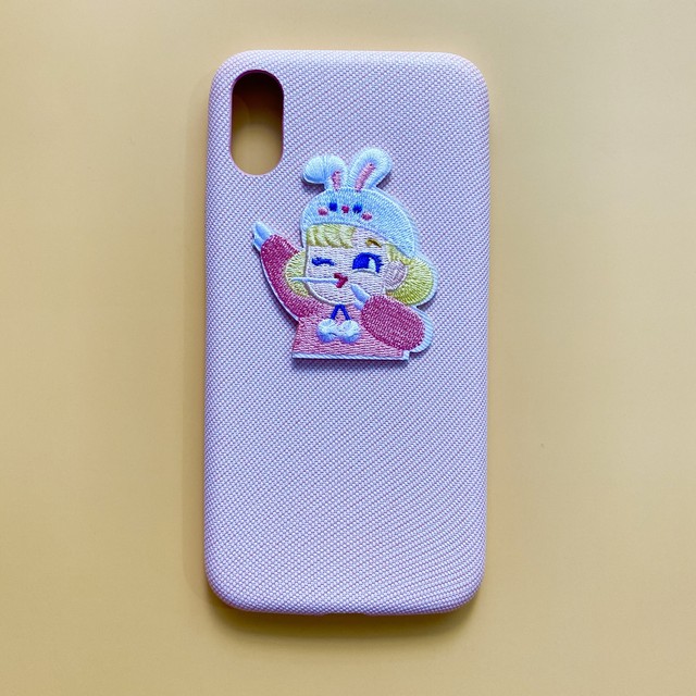 即納 ハンドメイドmilkjoy刺繍ワッペン付き パステルカラーiphoneケース ソフトケース Iphonex Xs Xr対応 Usagi Case ウサギケース 韓国iphoneケース通販