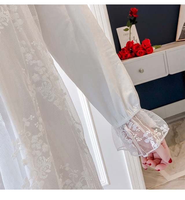 レース ネグリジェ 春夏 パジャマ ワンピース 長袖 刺繍 森ガール 女性 可愛い ルームウェア ナイトウェア トレンド ガーリー 甘め 大人かわいい オフタイム リラックス スリーピング プレゼント 寝間着 部屋着 レディース シンプル 可愛い デート 女子会 Uddy Rw