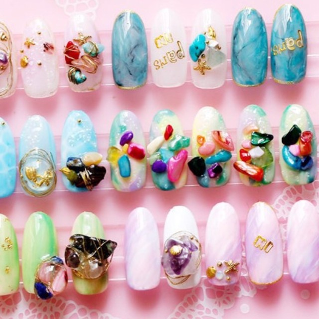 カラフル ナチュラルストーン 12種 ケース入り Nail Riche ネイルリシェ