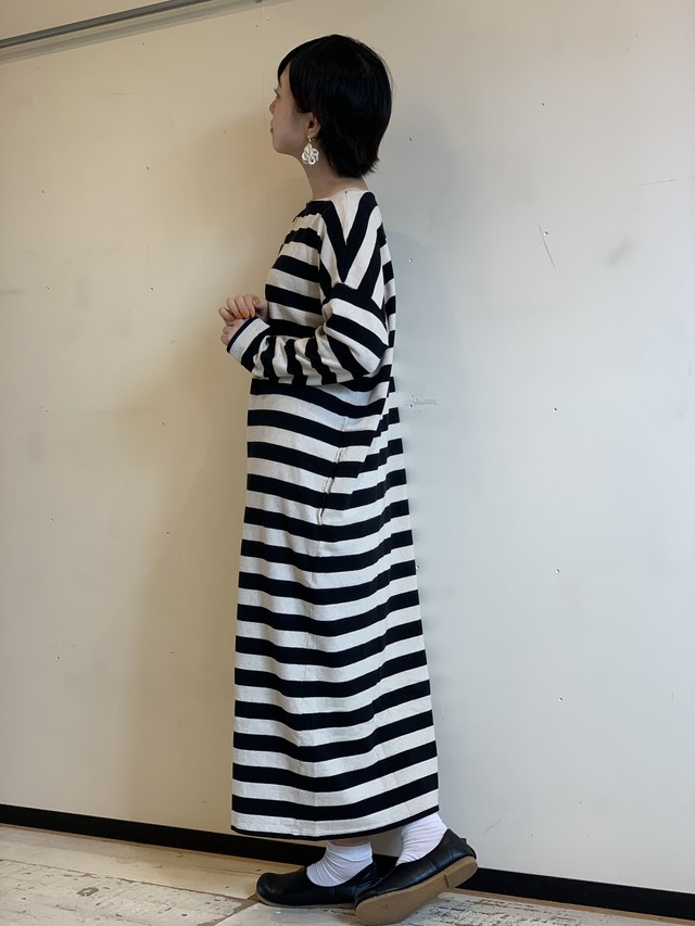 Ichi Antiquites コットンリネンボーダーワンピース The Kitanoshop