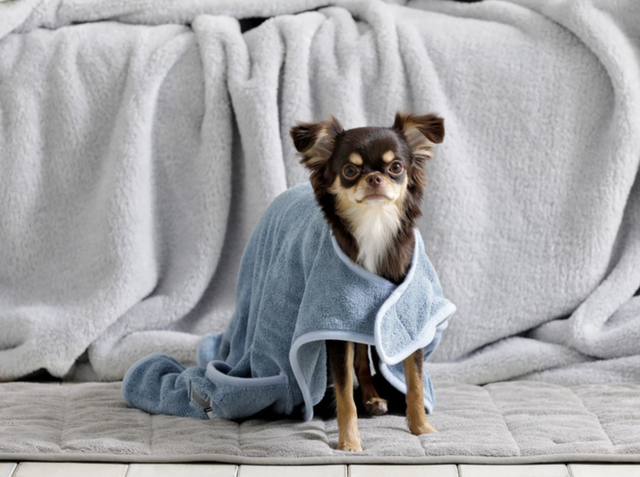 大人気 ペットバスローブ ガウン グレー 1 犬用 犬服 Tanu Maison