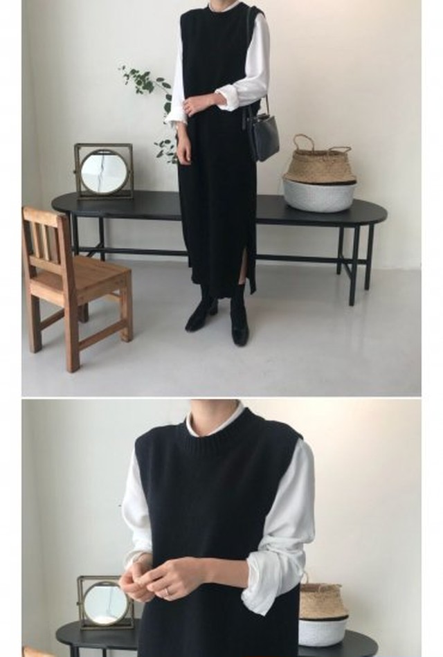 ロングワンピース 秋冬 大きいサイズのレディースワンピース ニットワンピース ロングベスト 体型カバー きれいめワンピ カジュアル ワンピ K0864 Shopmall To You