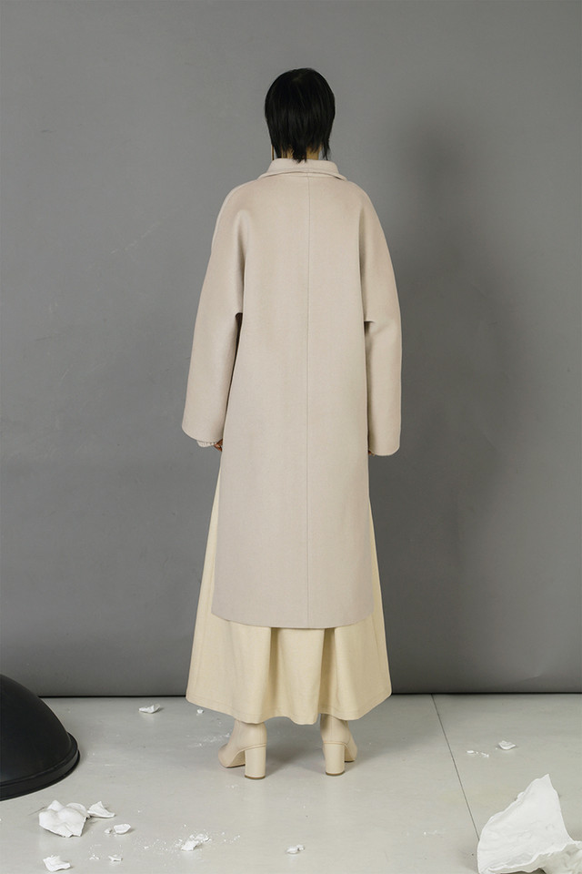 アウター コート ロングコート ロング丈 あったか オトナ カッコイイ クール 個性派 ベージュ ゆったり ビッグシルエット Tin10 Top Mode